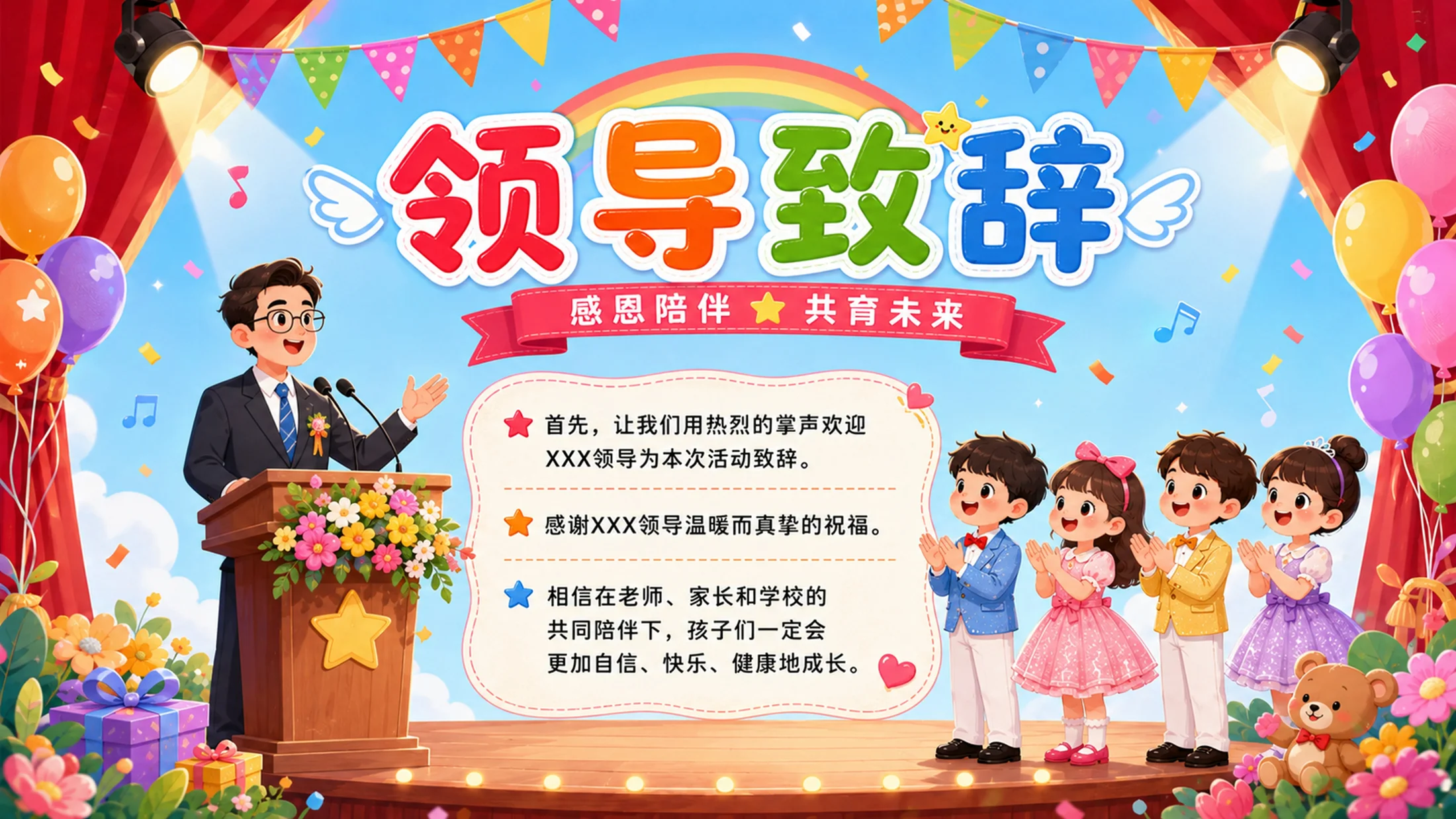 六一儿童节主持词串词PPT模板｜文艺汇演节目流程主持稿 - 预览图6