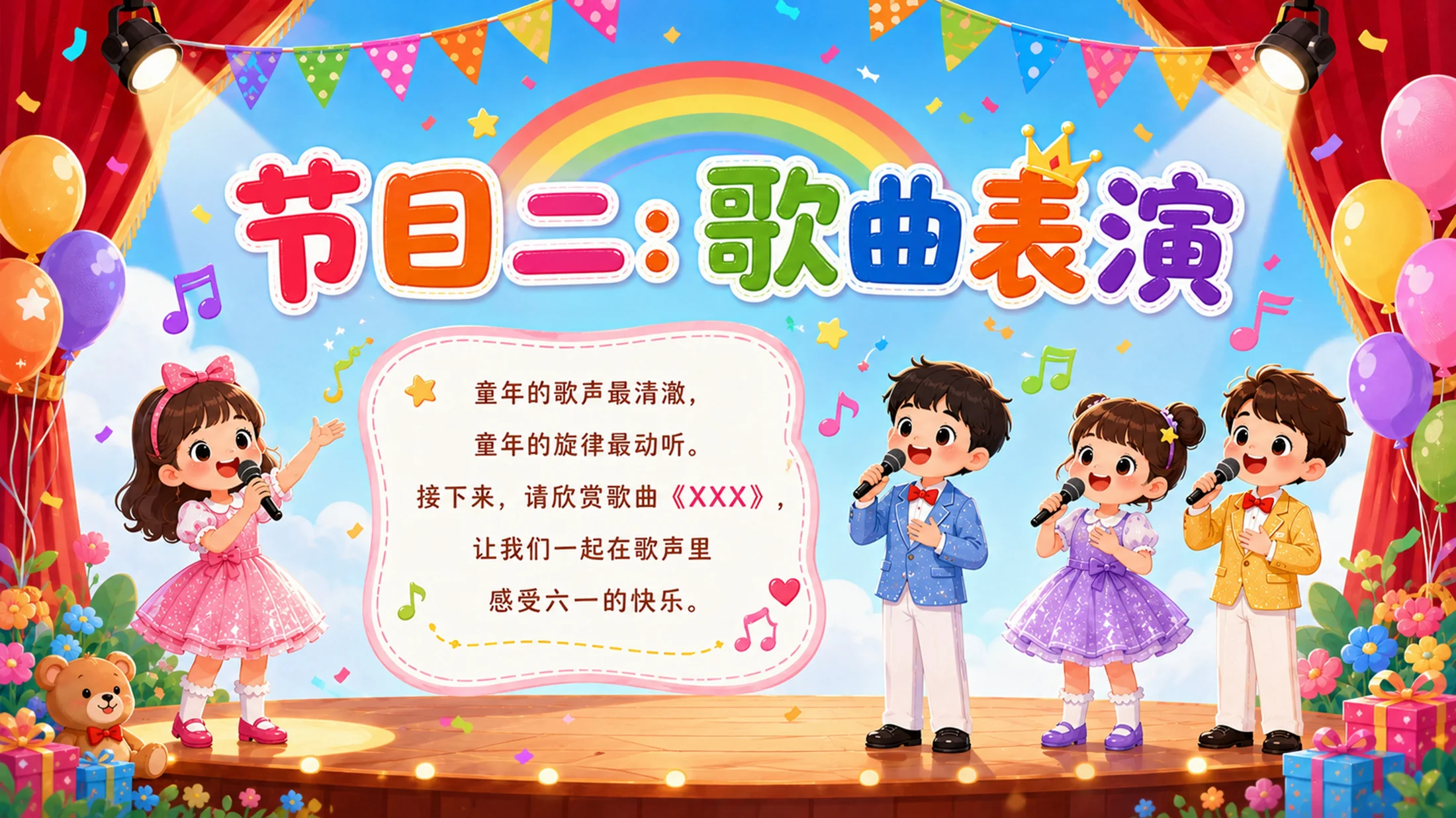六一儿童节主持词串词PPT模板｜文艺汇演节目流程主持稿 - 预览图9