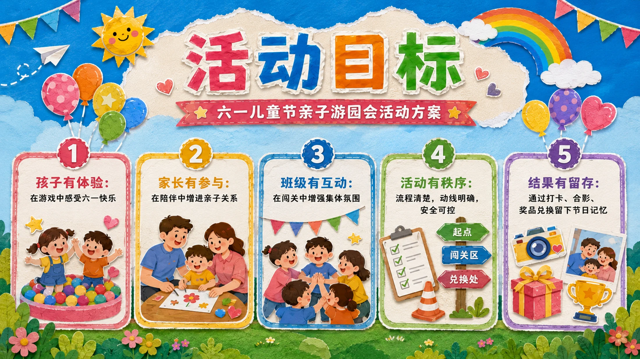 六一儿童节游园会活动PPT模板｜亲子互动游戏策划方案 - 预览图5