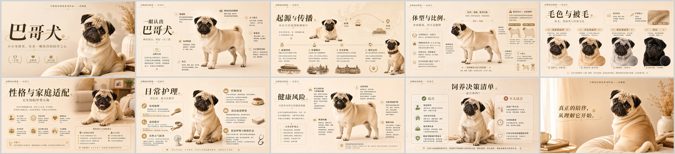 万物知识图鉴系列作品PPT——巴哥犬 - 预览图4