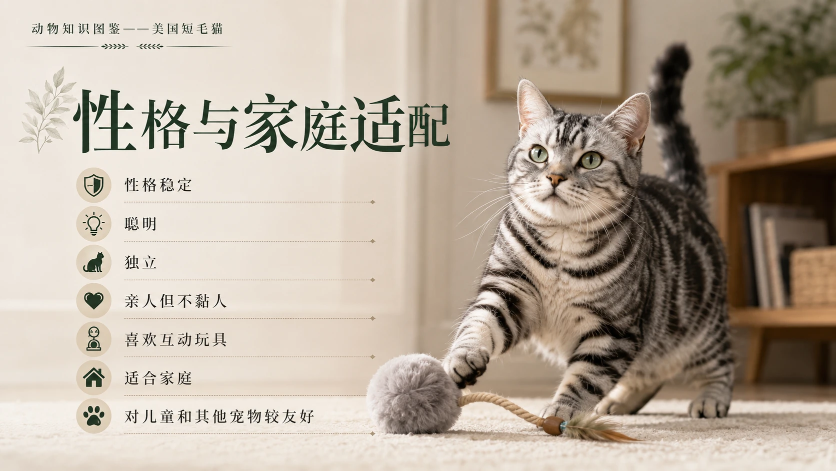万物知识图鉴系列作品PPT——美国短毛猫 - 预览图2