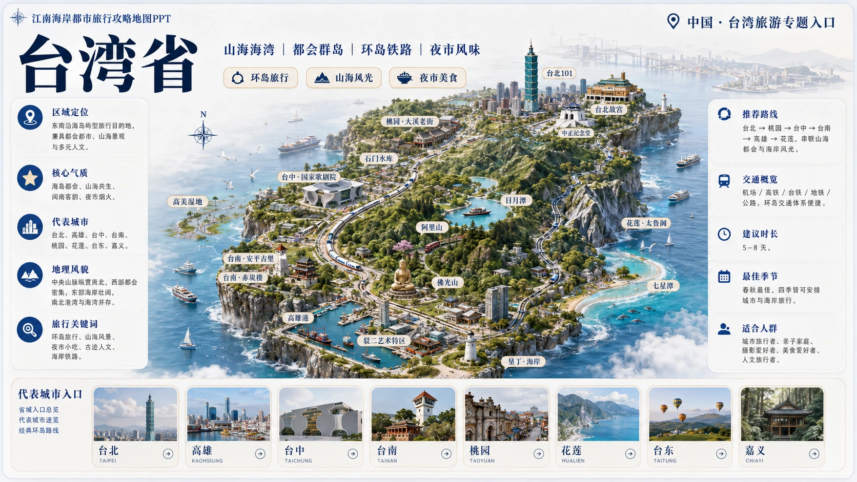 江南海岸都市档案型_8个省级入口94个地级市旅行攻略地图PPT - 预览图13