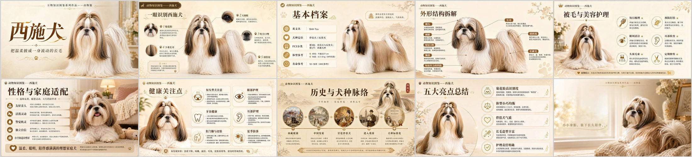 万物知识图鉴系列作品PPT——西施犬 - 预览图4