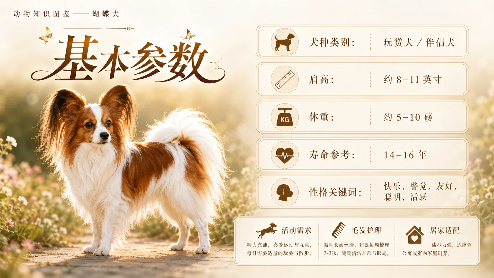 万物知识图鉴系列作品PPT——蝴蝶犬 - 预览图1