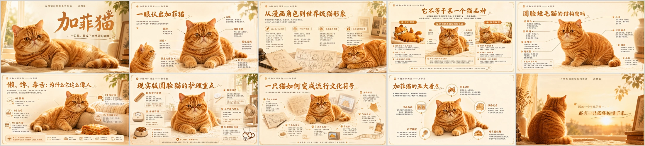 万物知识图鉴系列作品PPT——加菲猫 - 预览图4