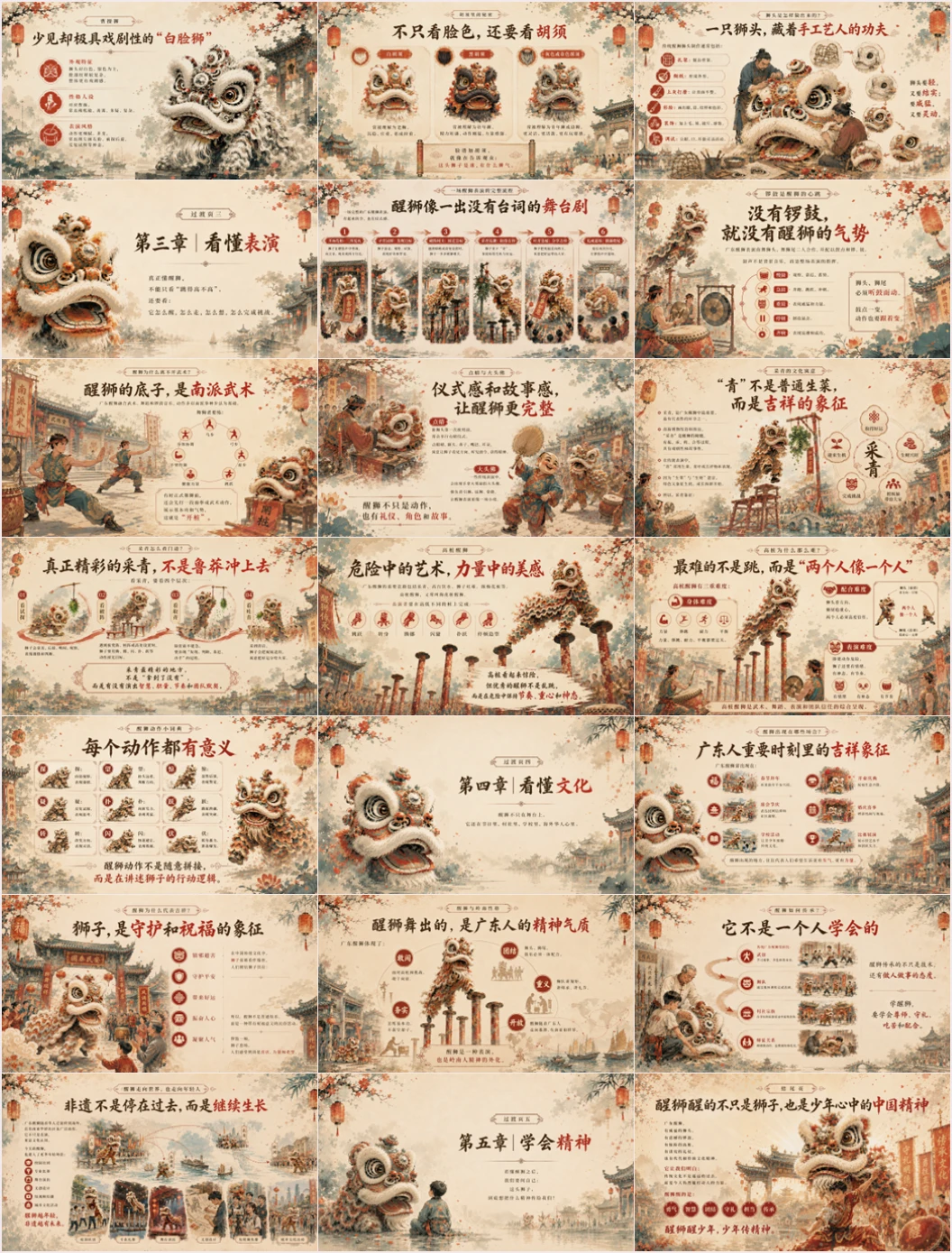 醒狮醒少年：读懂广东醒狮非遗文化PPT/舞狮/南狮/狮舞 - 预览图18