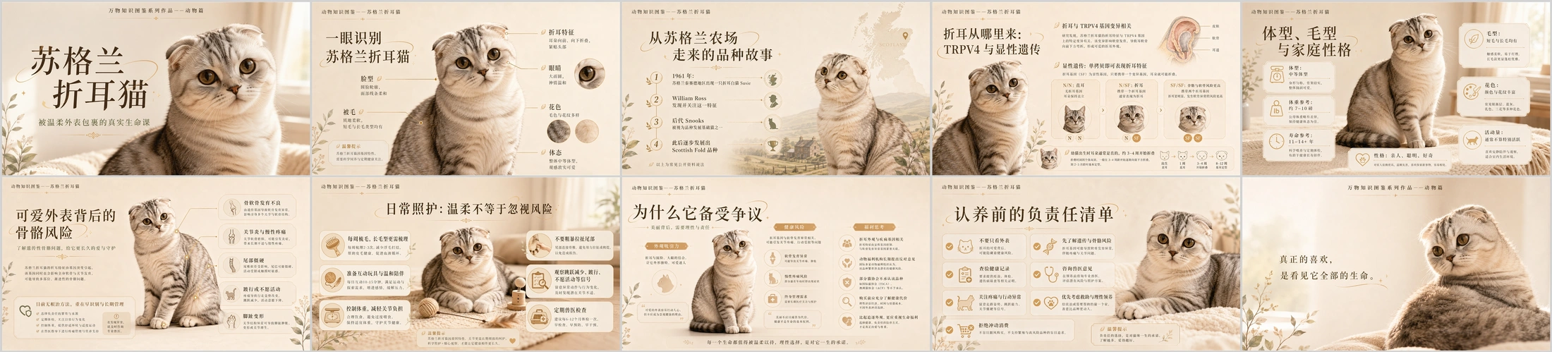 万物知识图鉴系列作品PPT——苏格兰折耳猫 - 预览图4