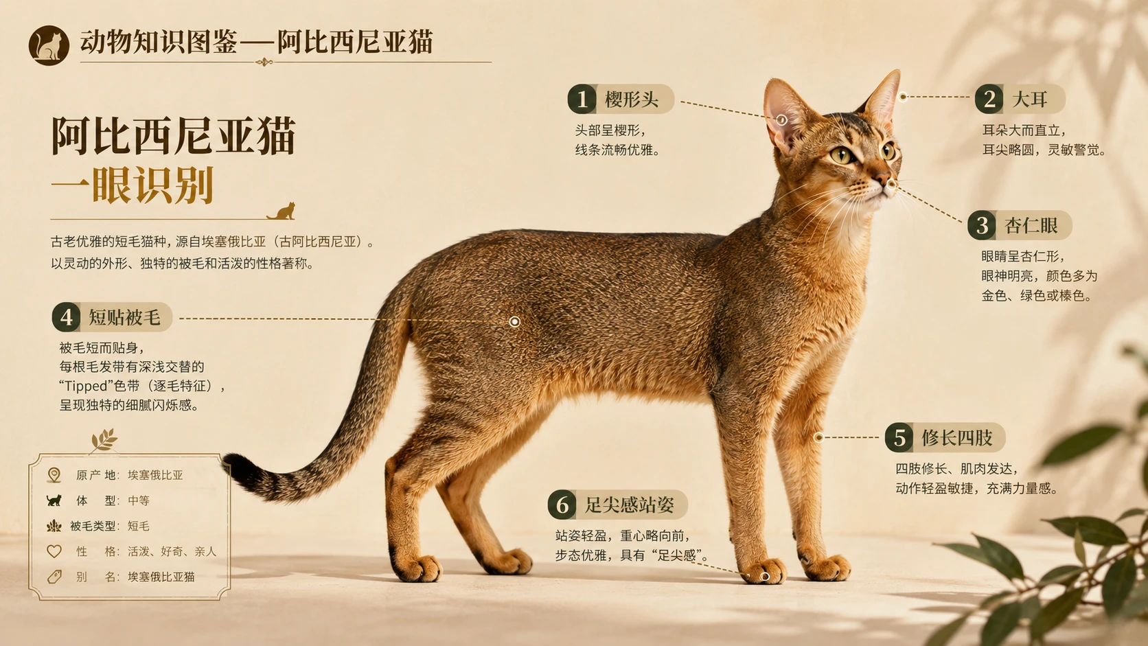 万物知识图鉴系列作品PPT——阿比西尼亚猫 - 预览图1