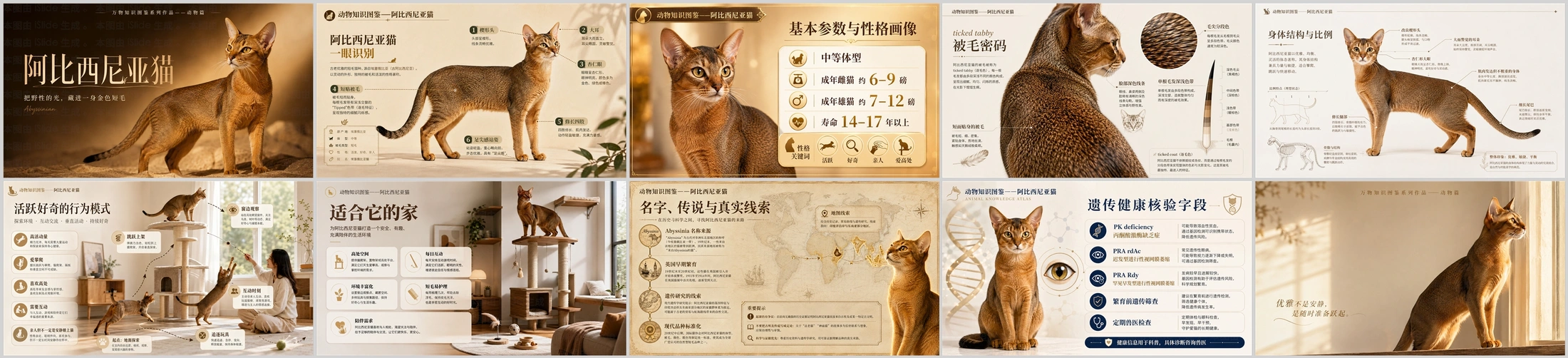 万物知识图鉴系列作品PPT——阿比西尼亚猫 - 预览图4