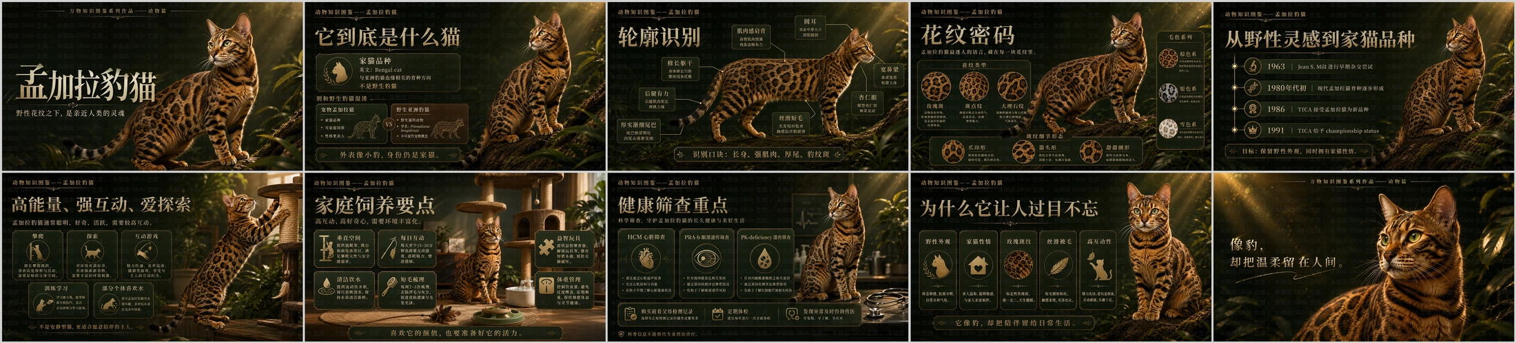 万物知识图鉴系列作品PPT——孟加拉豹猫 - 预览图4