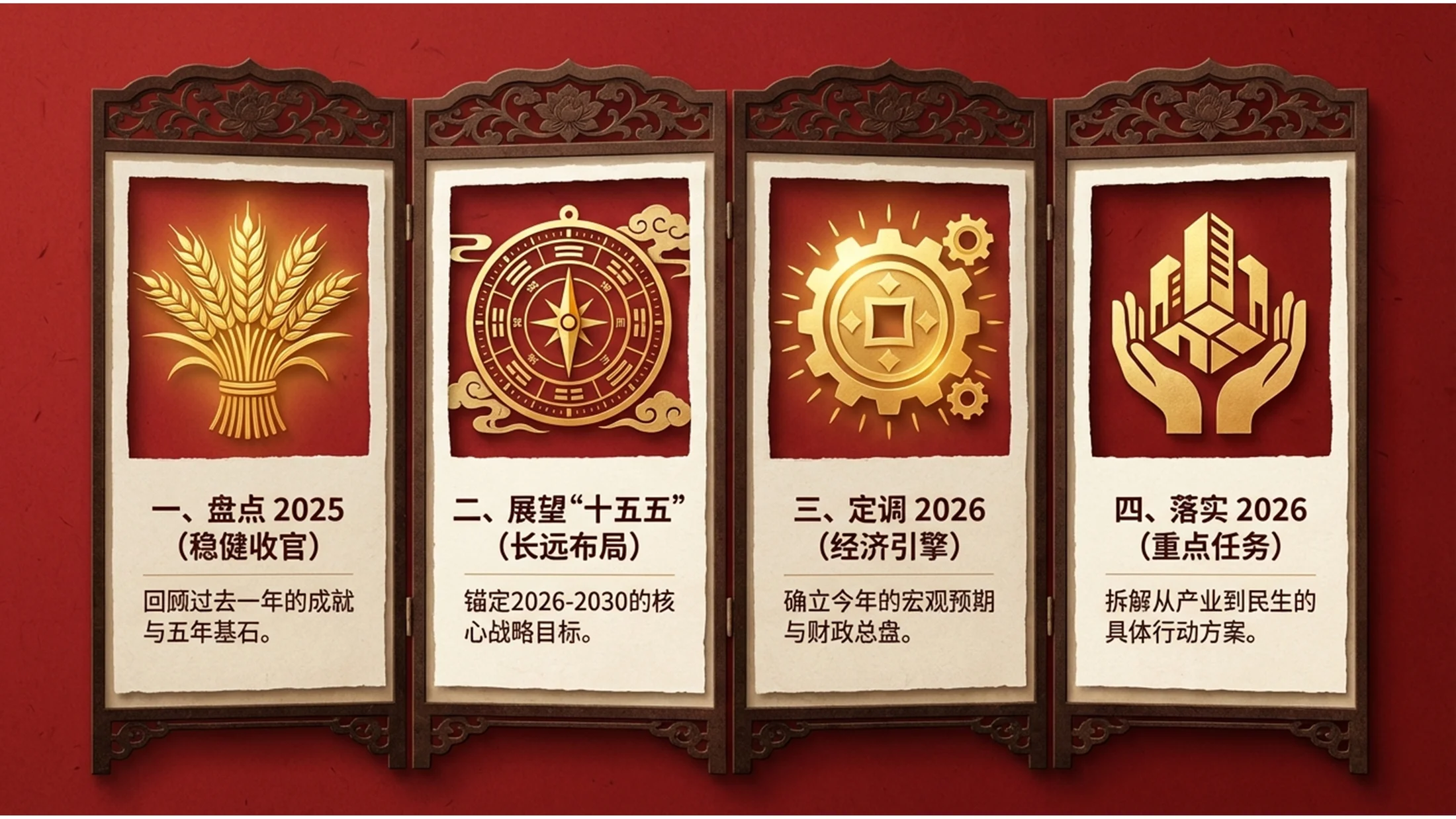 中国传统剪纸风格政府工作报告PPT - 预览图1