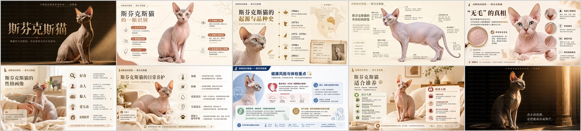 万物知识图鉴系列作品PPT——斯芬克斯猫 - 预览图4