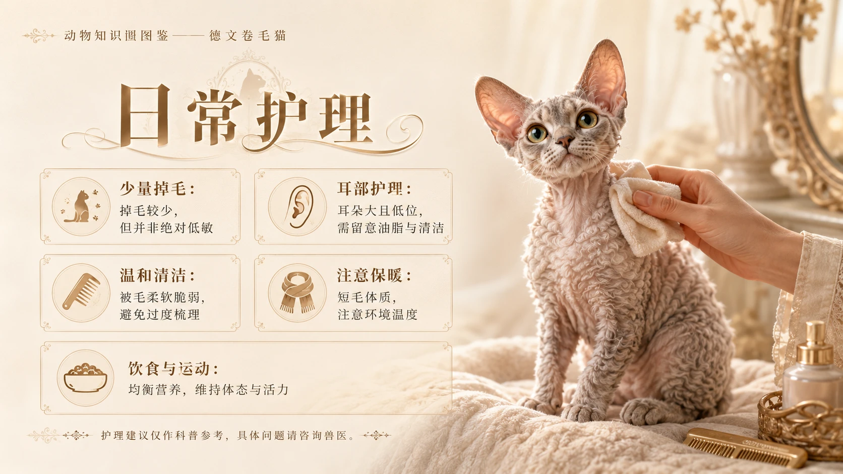 万物知识图鉴系列作品PPT——德文卷毛猫 - 预览图2
