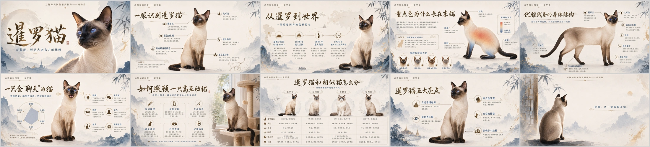 万物知识图鉴系列作品PPT——暹罗猫 - 预览图4