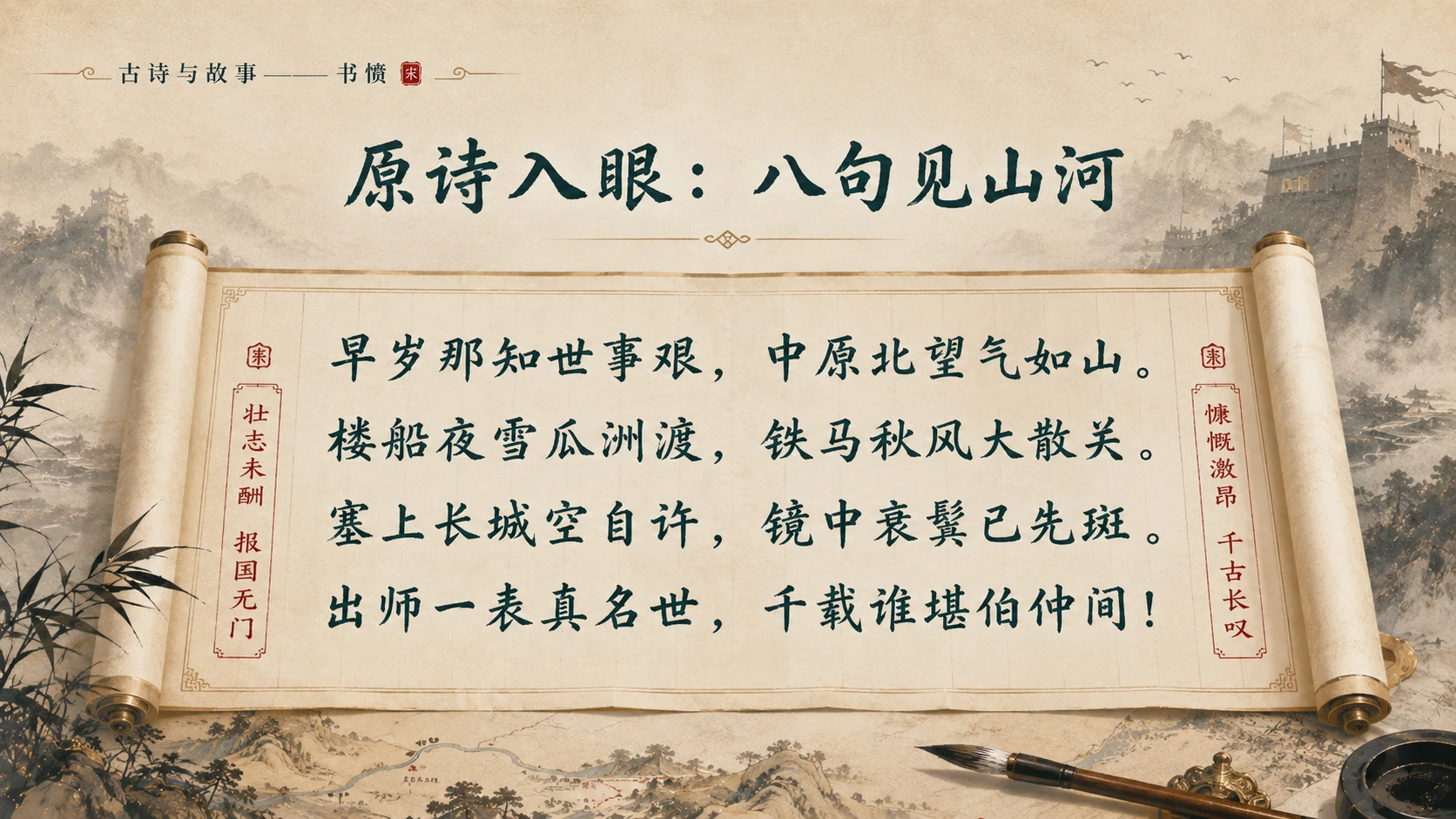 古诗与故事系列作品PPT——书愤 - 预览图3