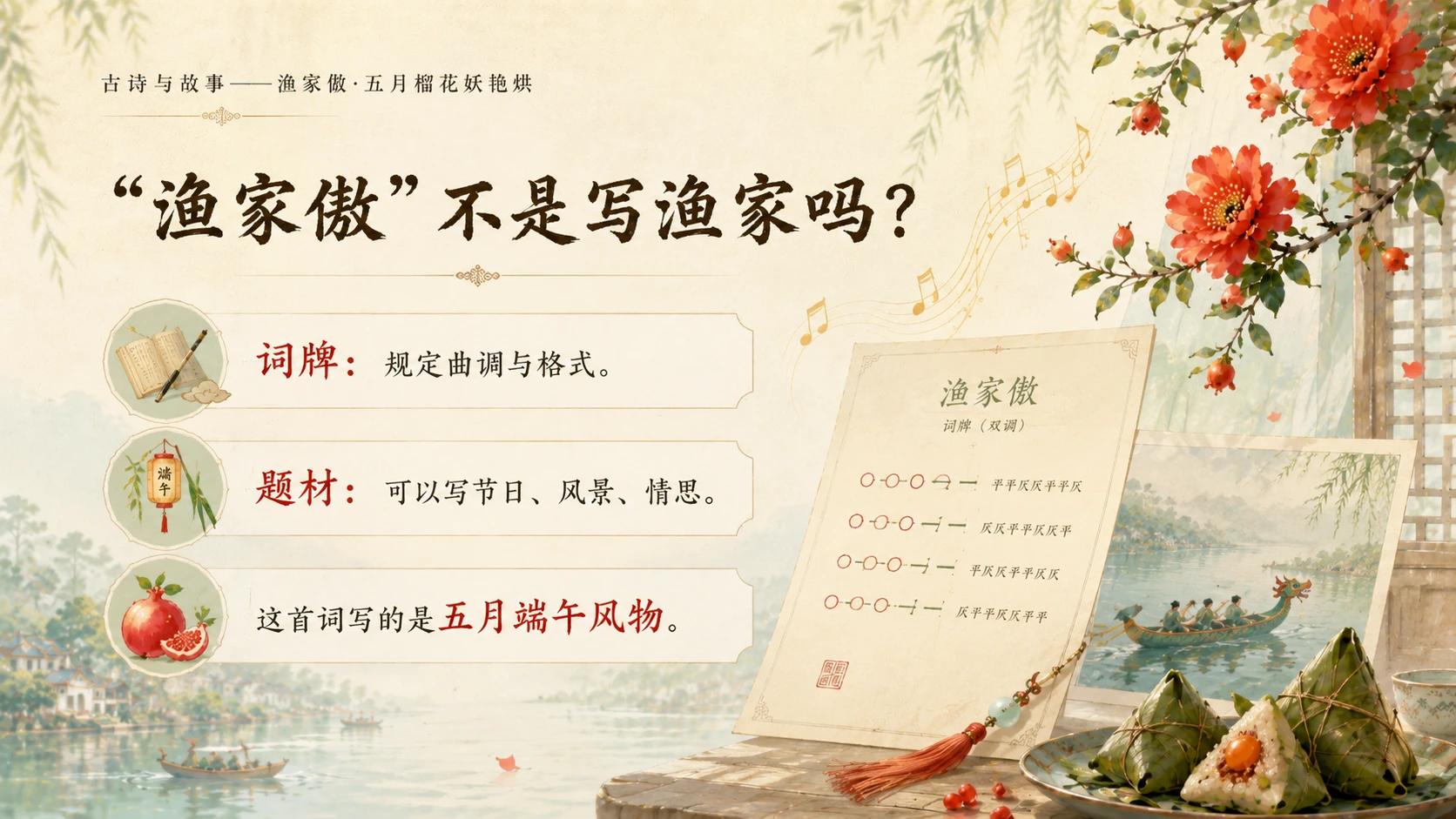 古诗与故事系列作品PPT——渔家傲·五月榴花妖艳烘 - 预览图12