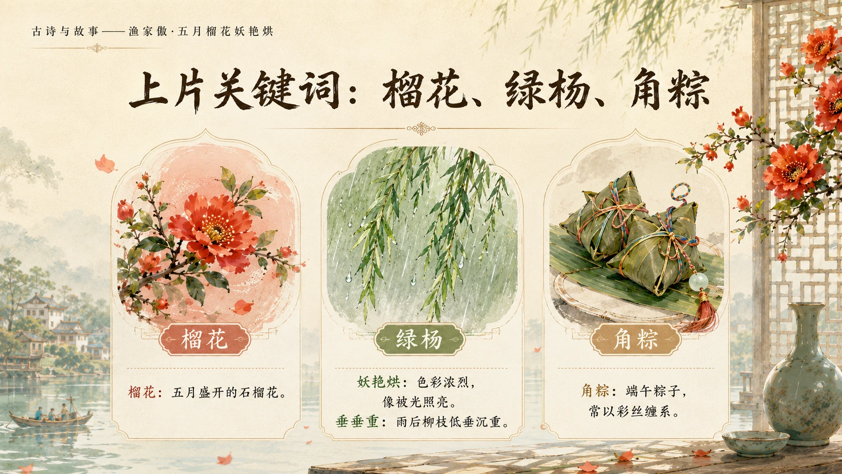 古诗与故事系列作品PPT——渔家傲·五月榴花妖艳烘 - 预览图15
