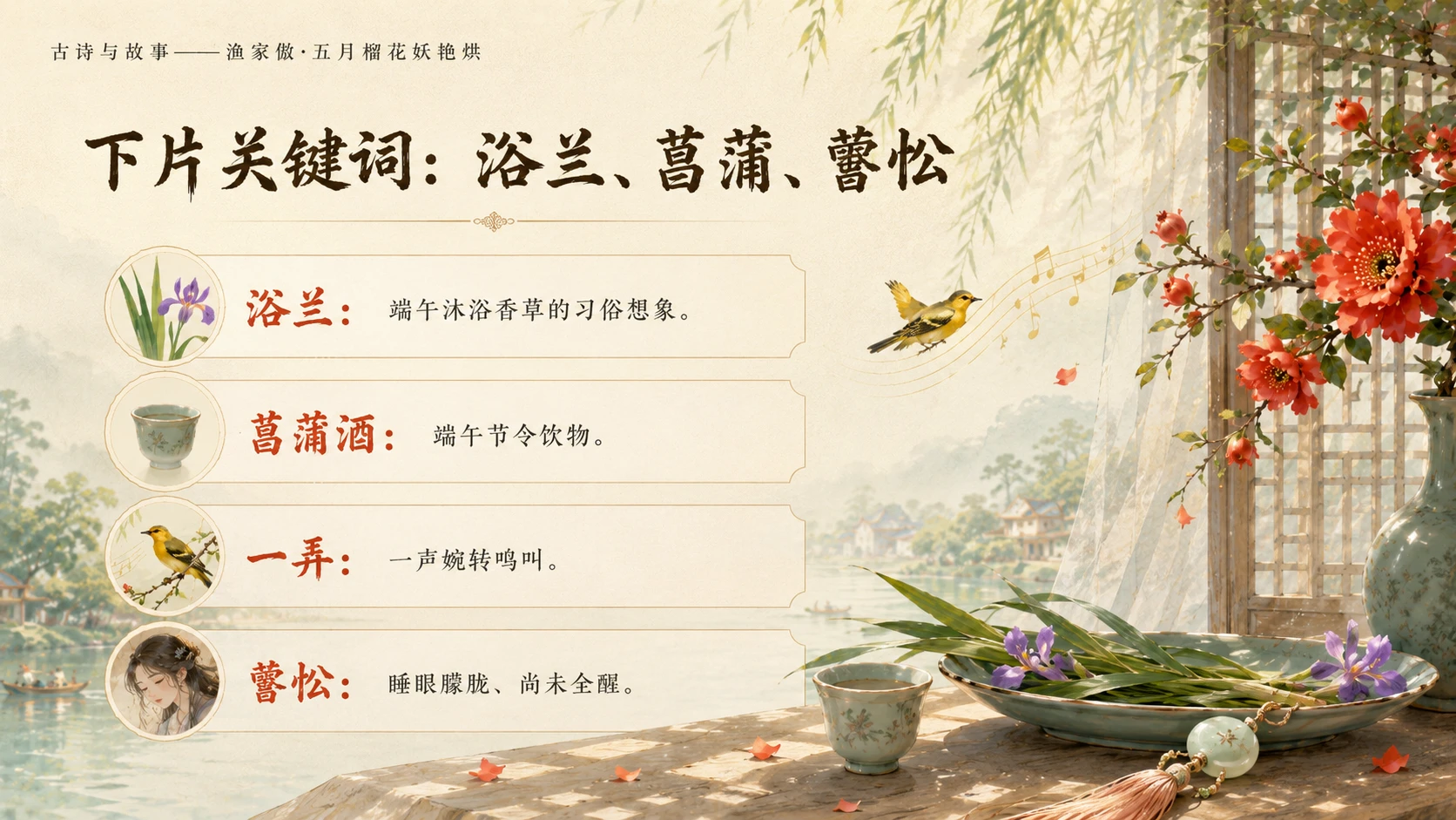 古诗与故事系列作品PPT——渔家傲·五月榴花妖艳烘 - 预览图16
