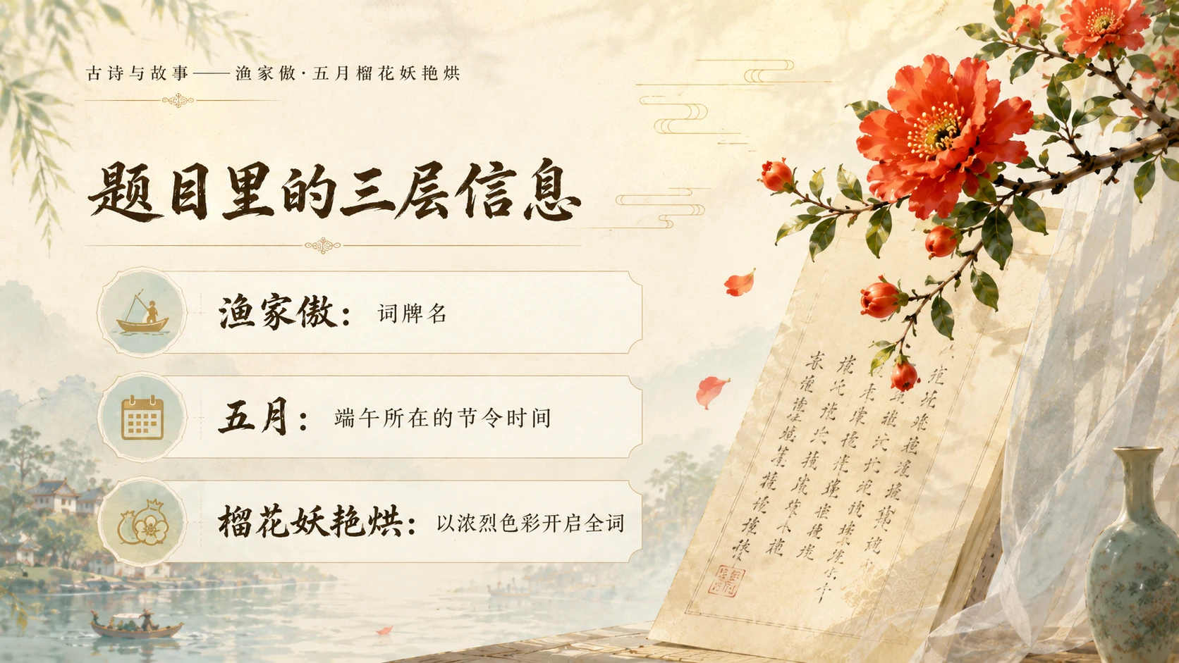 古诗与故事系列作品PPT——渔家傲·五月榴花妖艳烘 - 预览图7