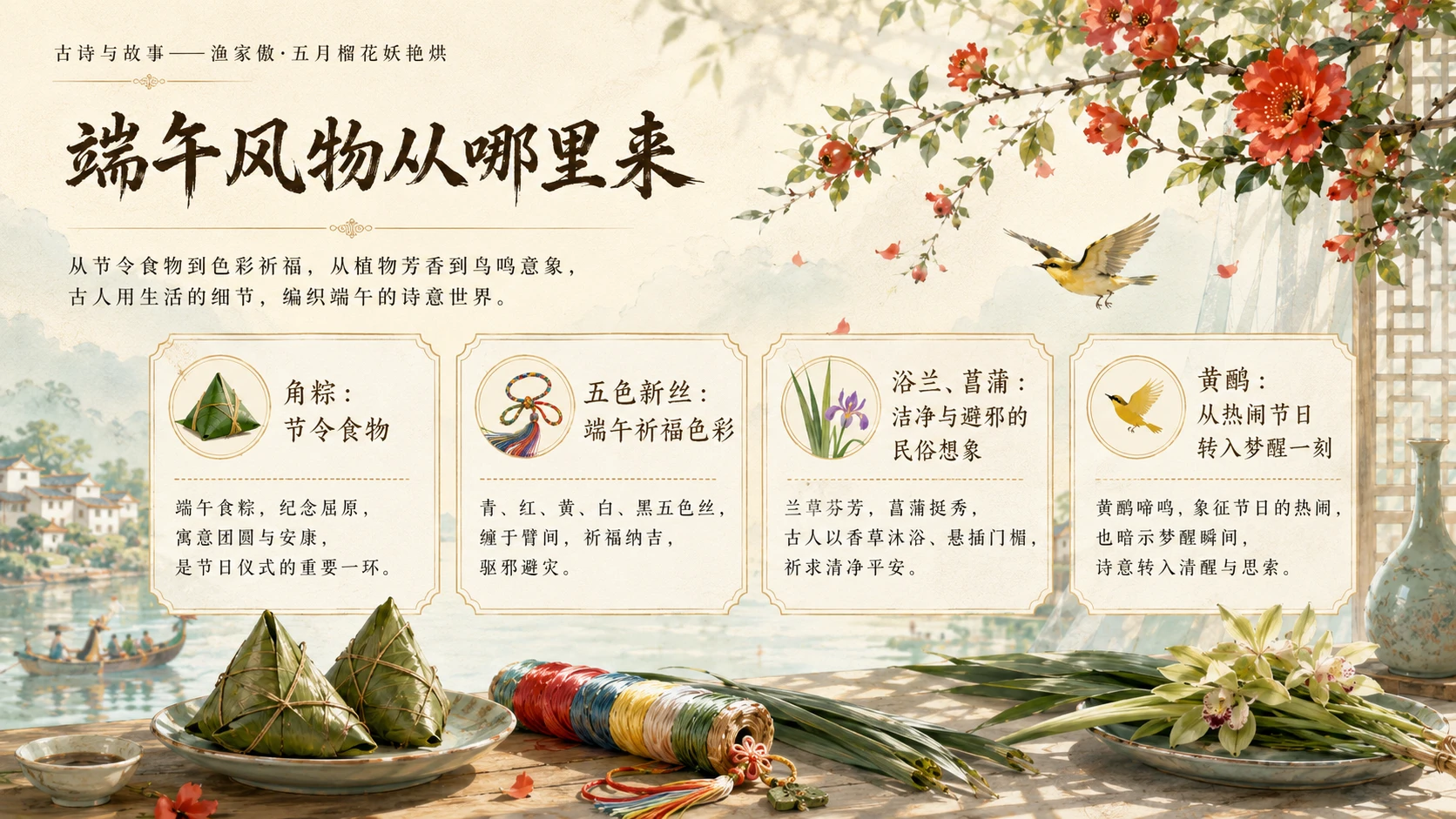 古诗与故事系列作品PPT——渔家傲·五月榴花妖艳烘 - 预览图8