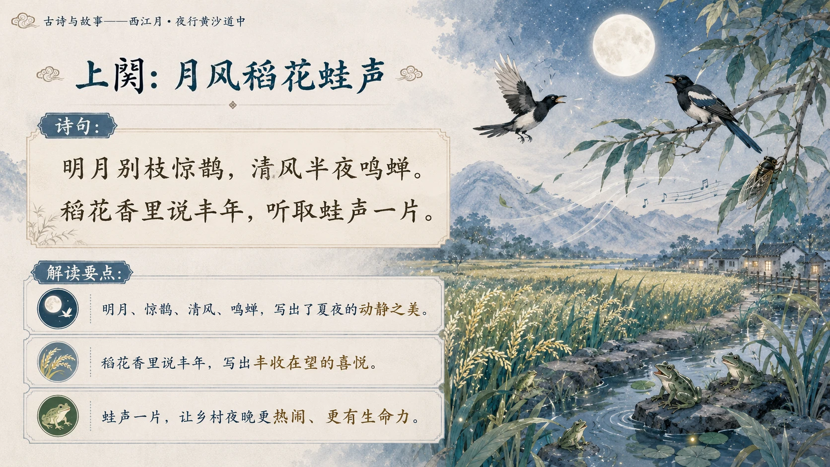 古诗与故事系列作品PPT——西江月·夜行黄沙道中 - 预览图16