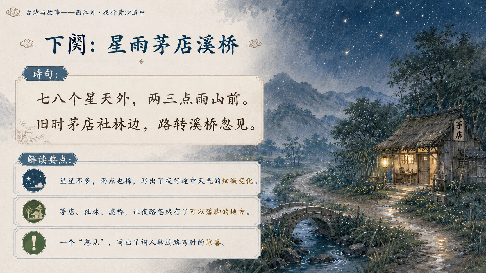 古诗与故事系列作品PPT——西江月·夜行黄沙道中 - 预览图17