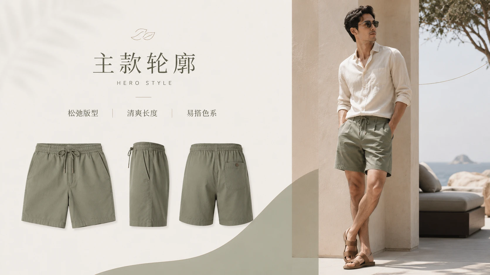 商业产品提案设计系列作品PPT——男士夏季休闲短裤 - 预览图1
