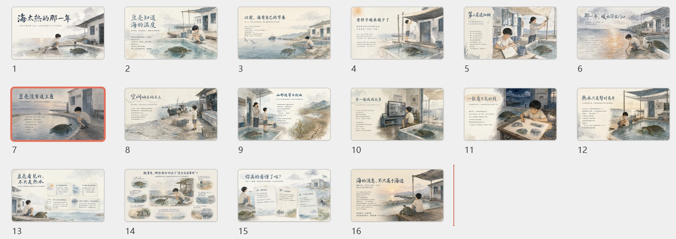 气候变化寓言绘本PPT｜海太热的那一年 - 预览图3