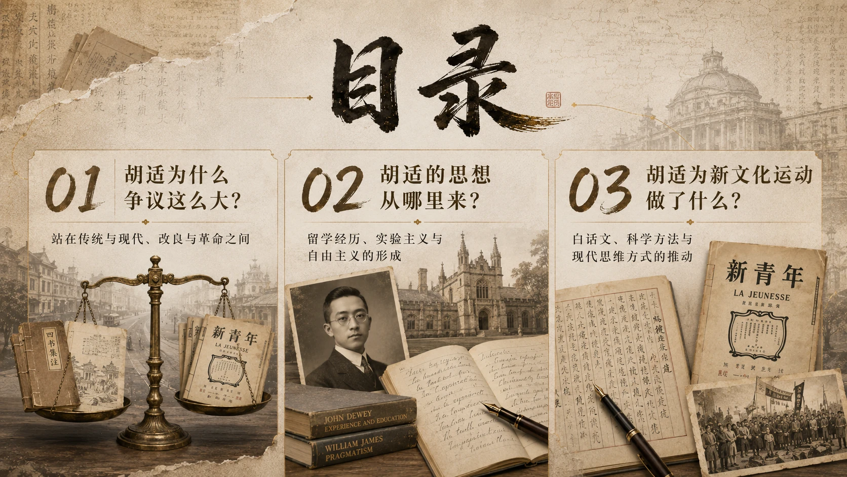 胡适人物志—新文化运动系列PPT - 预览图1