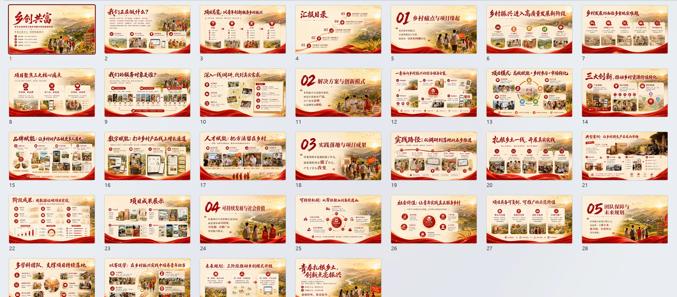 乡创共富｜青年红色筑梦之旅乡村振兴项目PPT模板 - 预览图1