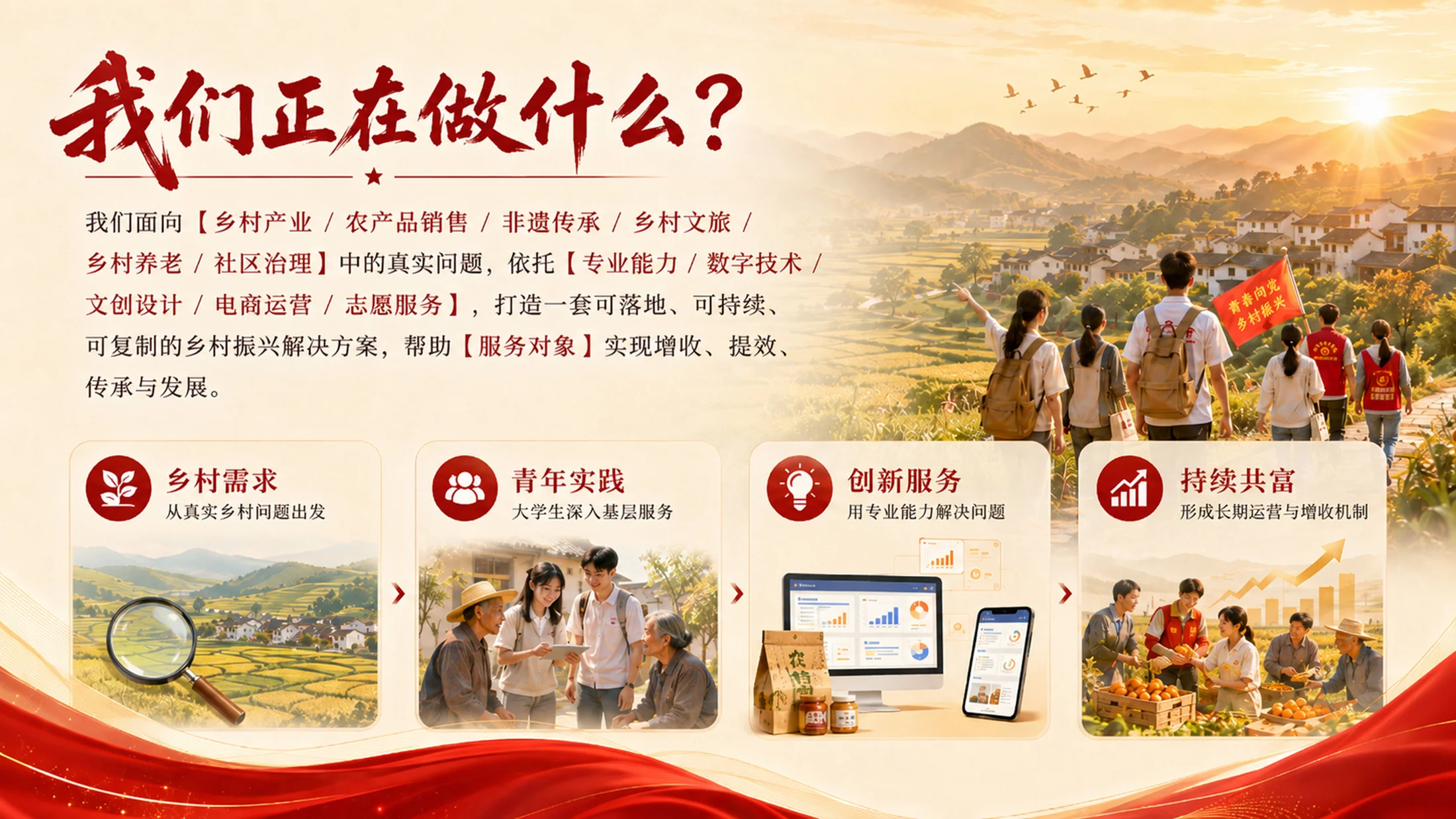乡创共富｜青年红色筑梦之旅乡村振兴项目PPT模板 - 预览图2