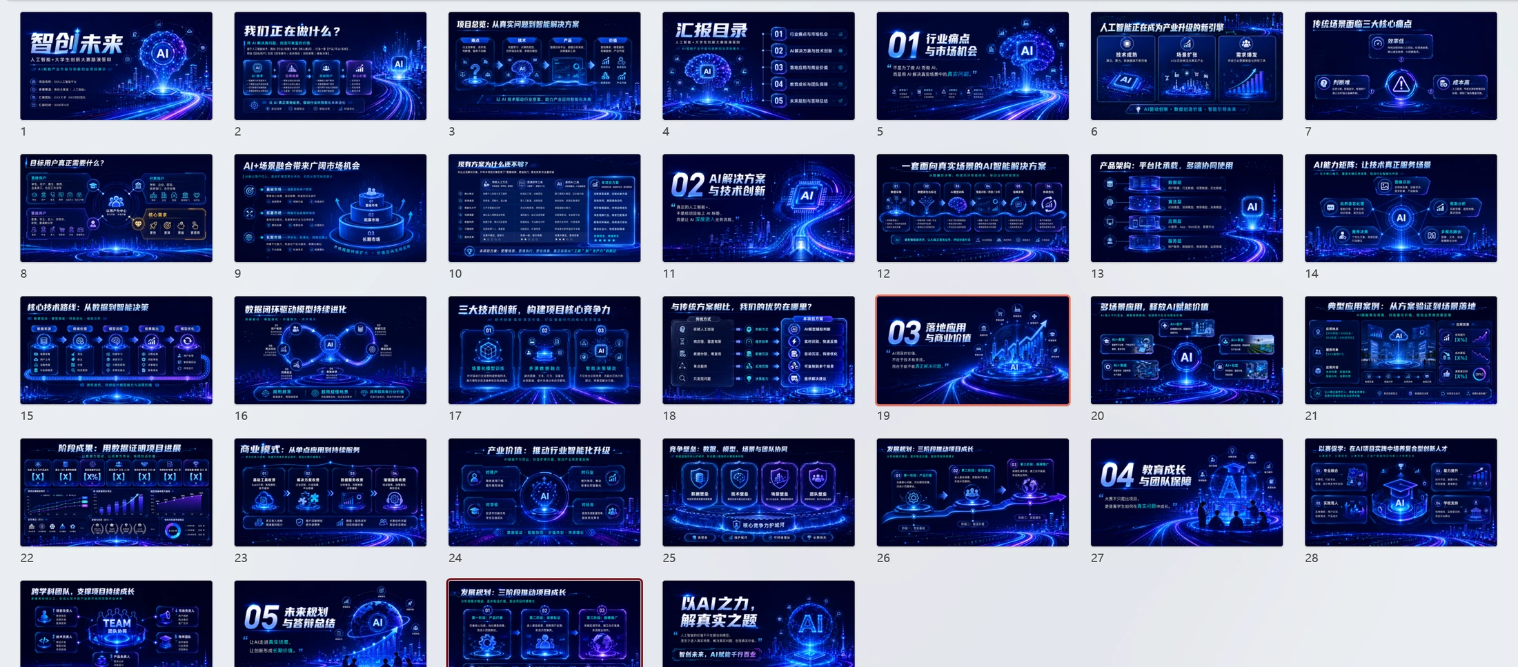 智创未来｜人工智能+大学生创新大赛路演答辩PPT模板 - 预览图1