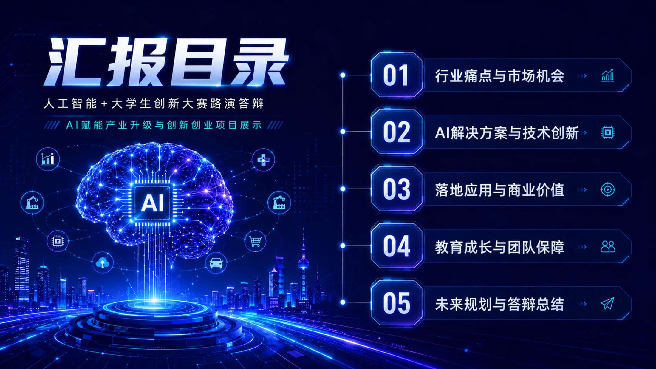 智创未来｜人工智能+大学生创新大赛路演答辩PPT模板 - 预览图4