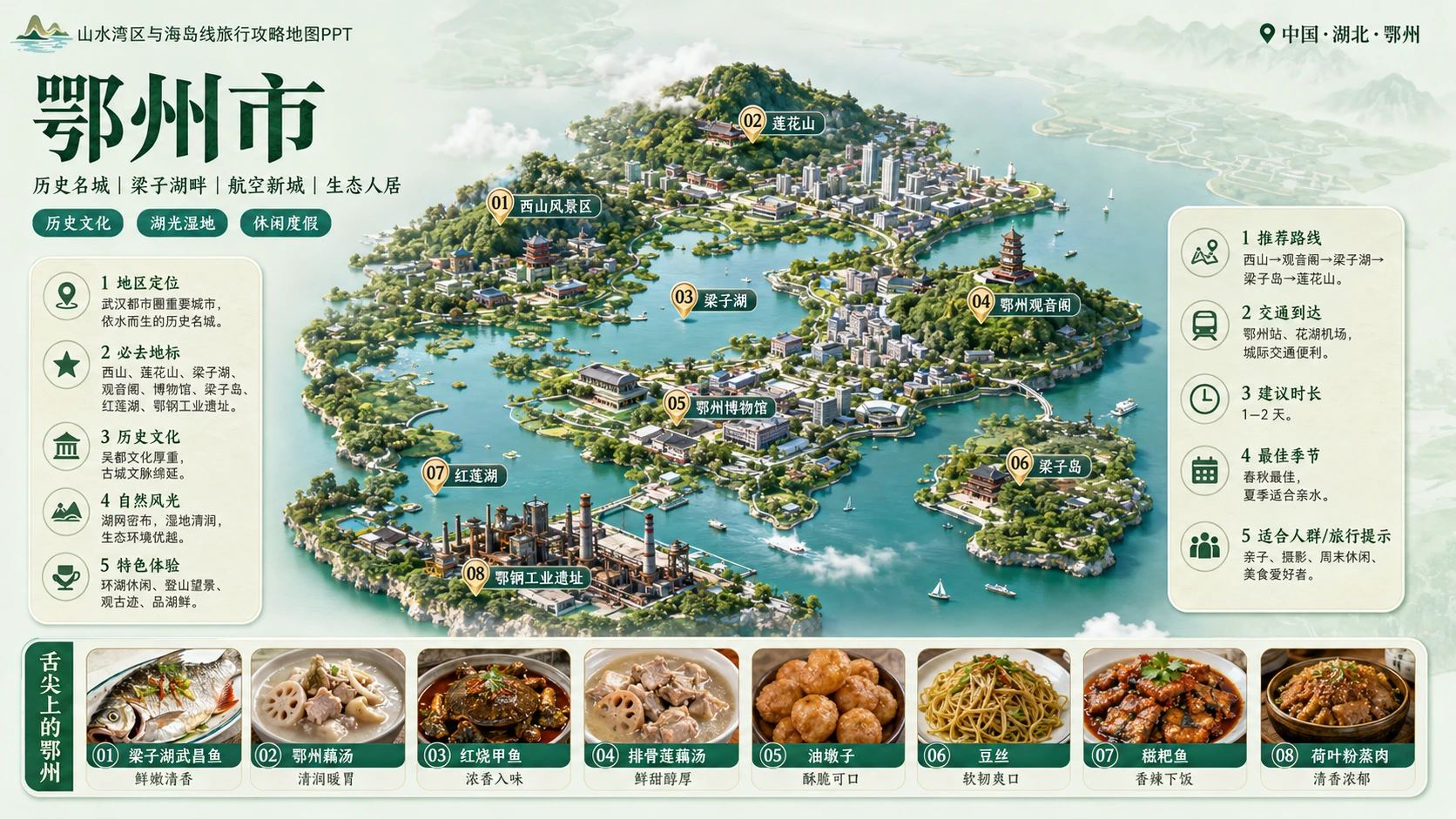 山水湾区海岛档案型_8个省级入口81个地级市旅行攻略地图PPT - 预览图3