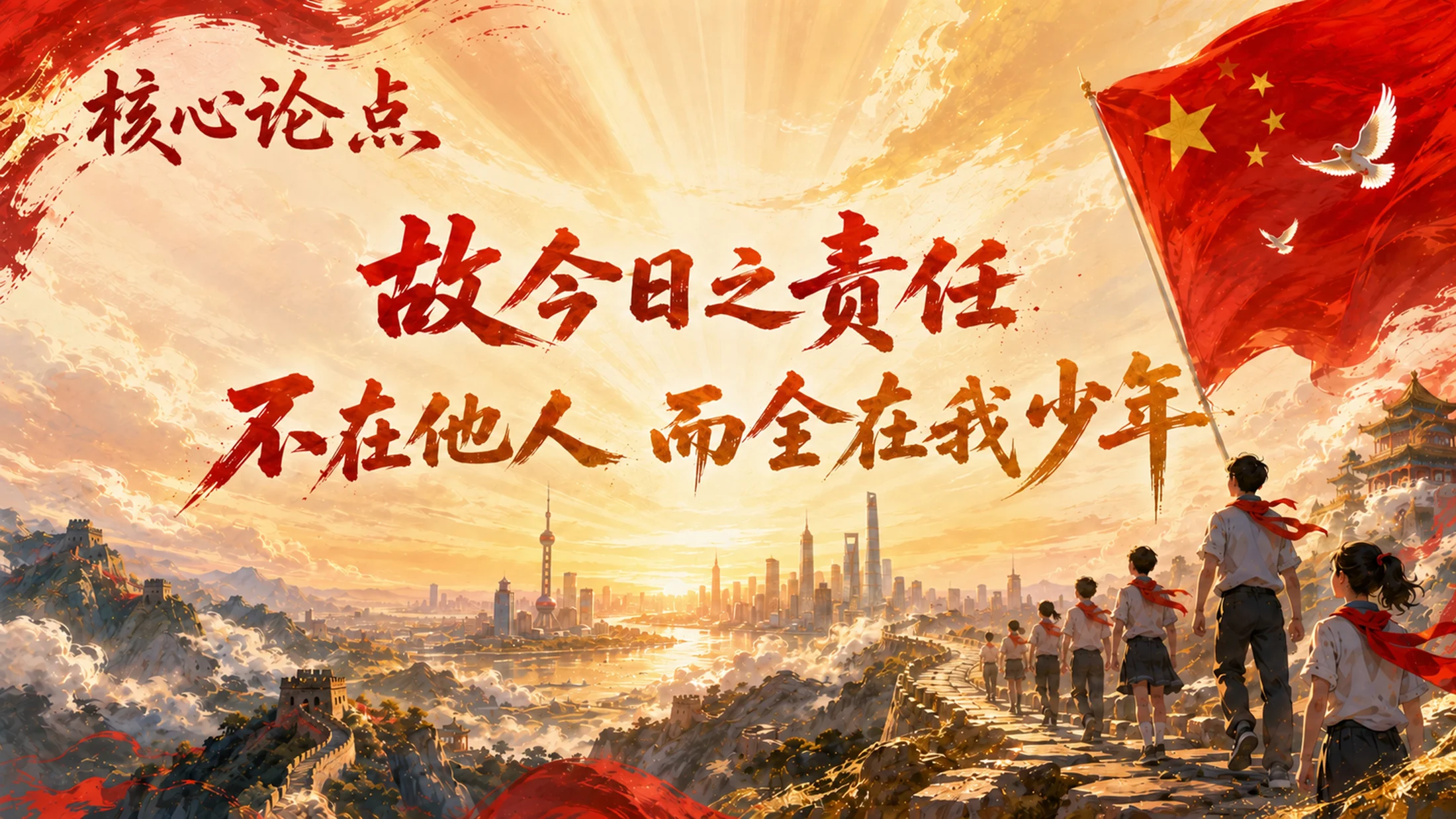部编版小学语文五年级上册《少年中国说（节选）》PPT课件｜红金国风爱国主题公开课模板 - 预览图11