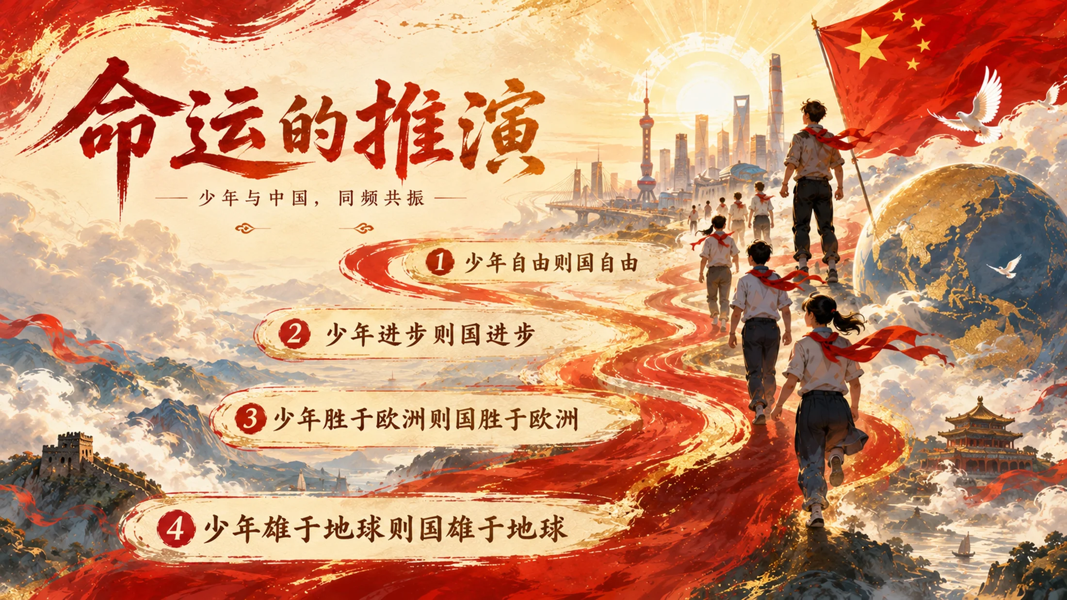 部编版小学语文五年级上册《少年中国说（节选）》PPT课件｜红金国风爱国主题公开课模板 - 预览图13