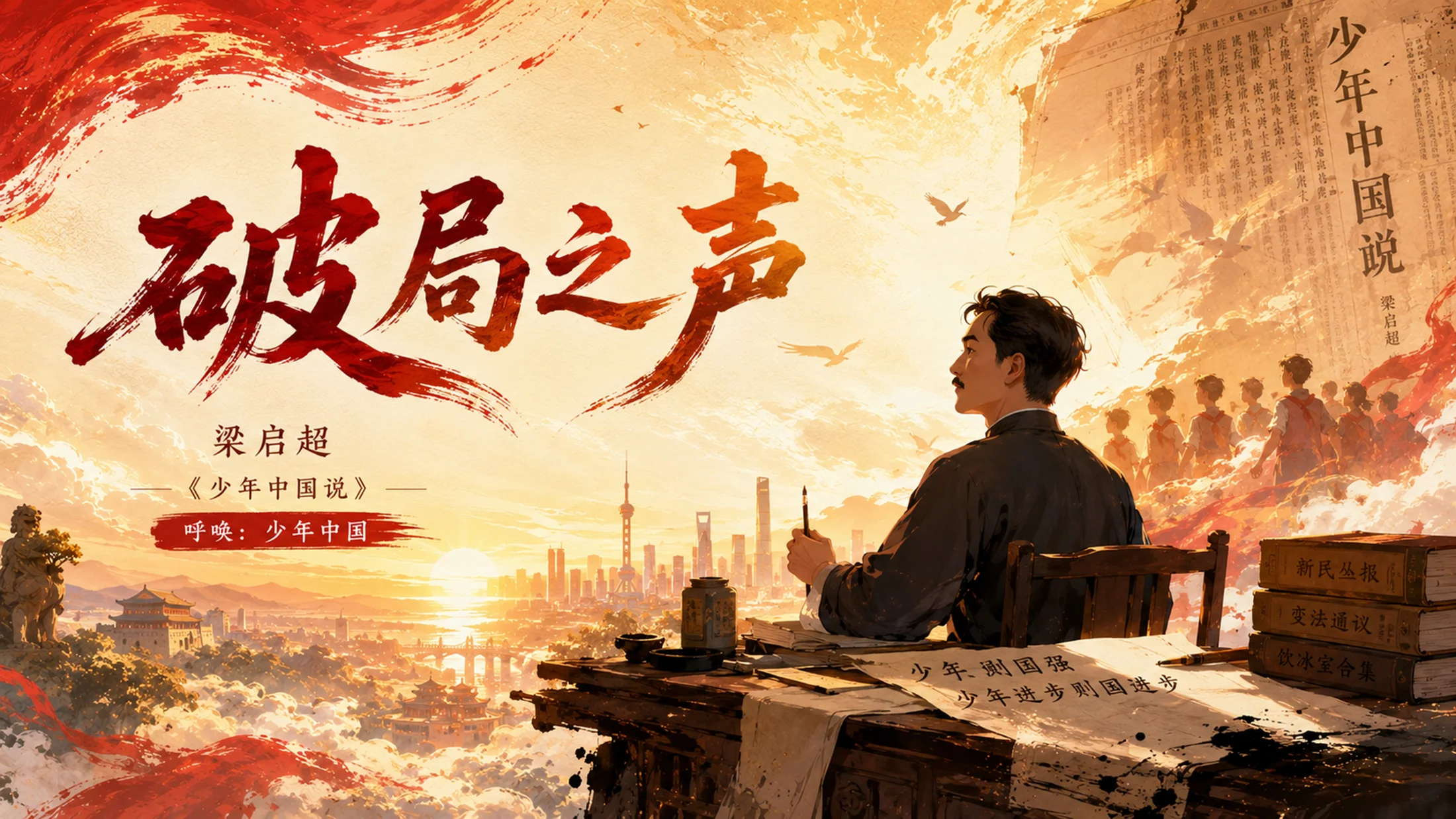 部编版小学语文五年级上册《少年中国说（节选）》PPT课件｜红金国风爱国主题公开课模板 - 预览图6