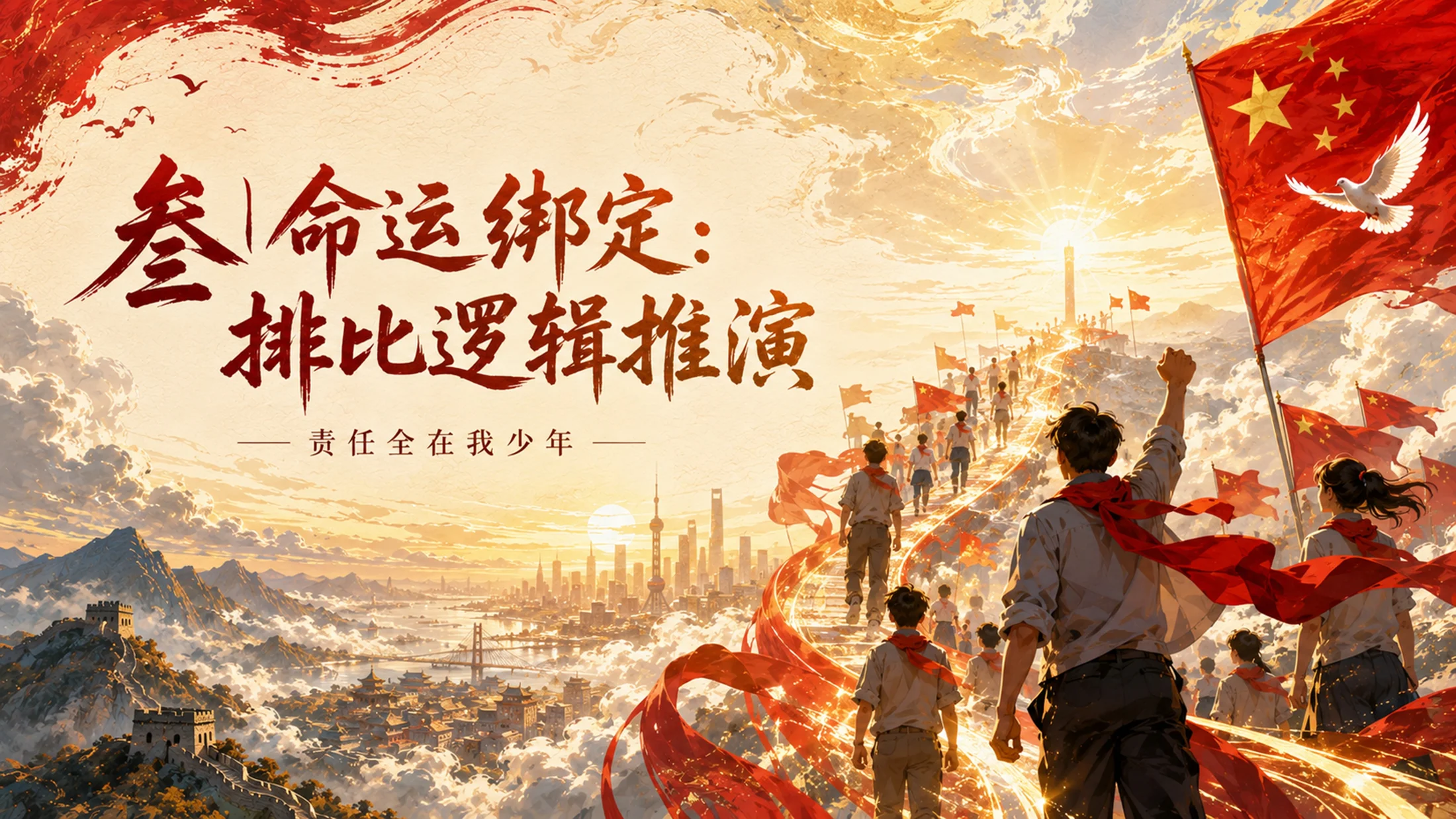部编版小学语文五年级上册《少年中国说（节选）》PPT课件｜红金国风爱国主题公开课模板 - 预览图10