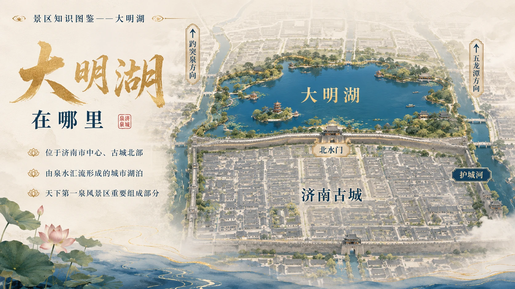 万物知识图鉴系列作品PPT——大明湖 - 预览图1