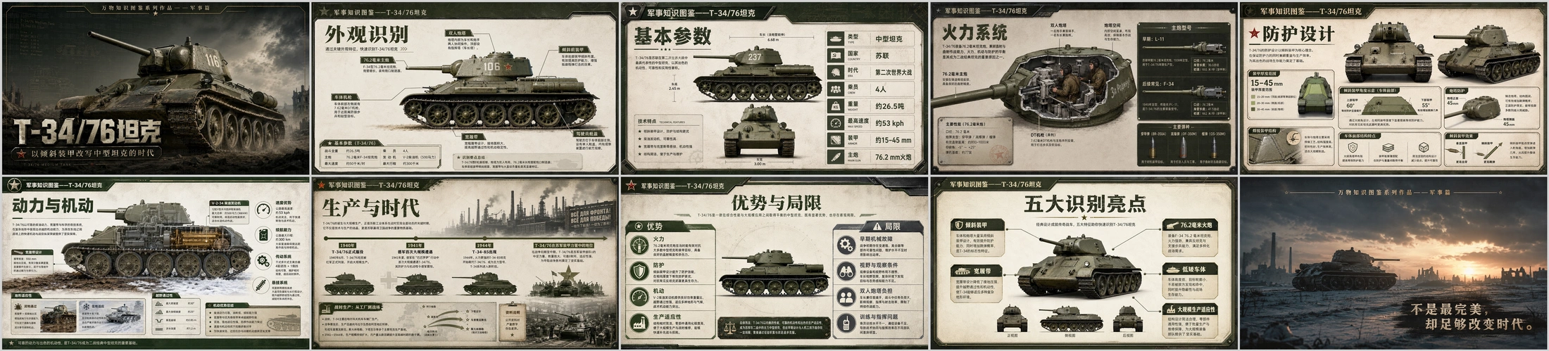 万物知识图鉴系列作品PPT——T-34_76坦克 - 预览图4