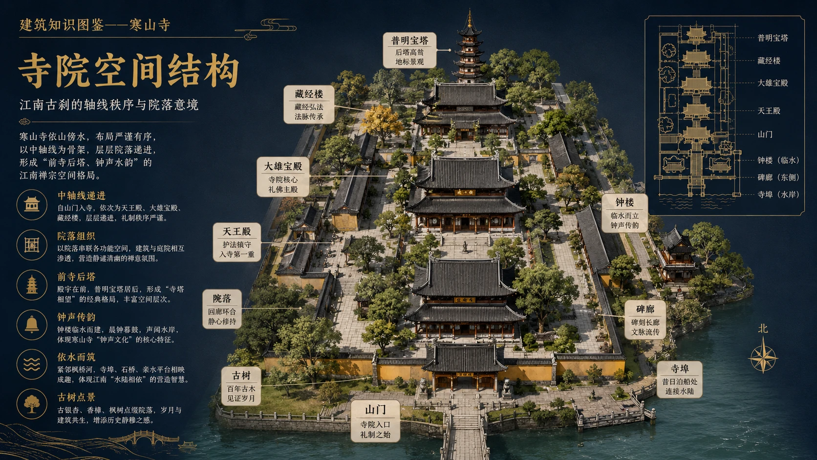万物知识图鉴系列作品PPT——寒山寺 - 预览图1