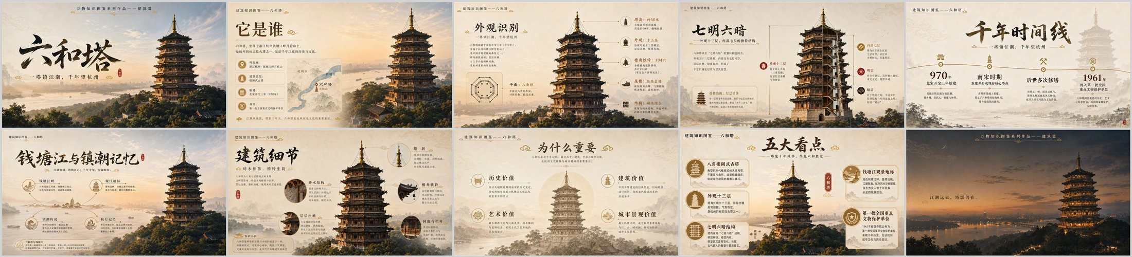 万物知识图鉴系列作品PPT——六和塔 - 预览图4