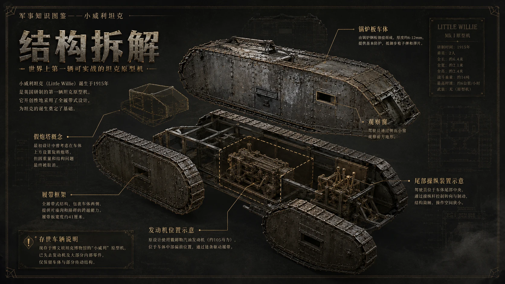 万物知识图鉴系列作品PPT——小威利坦克 - 预览图1
