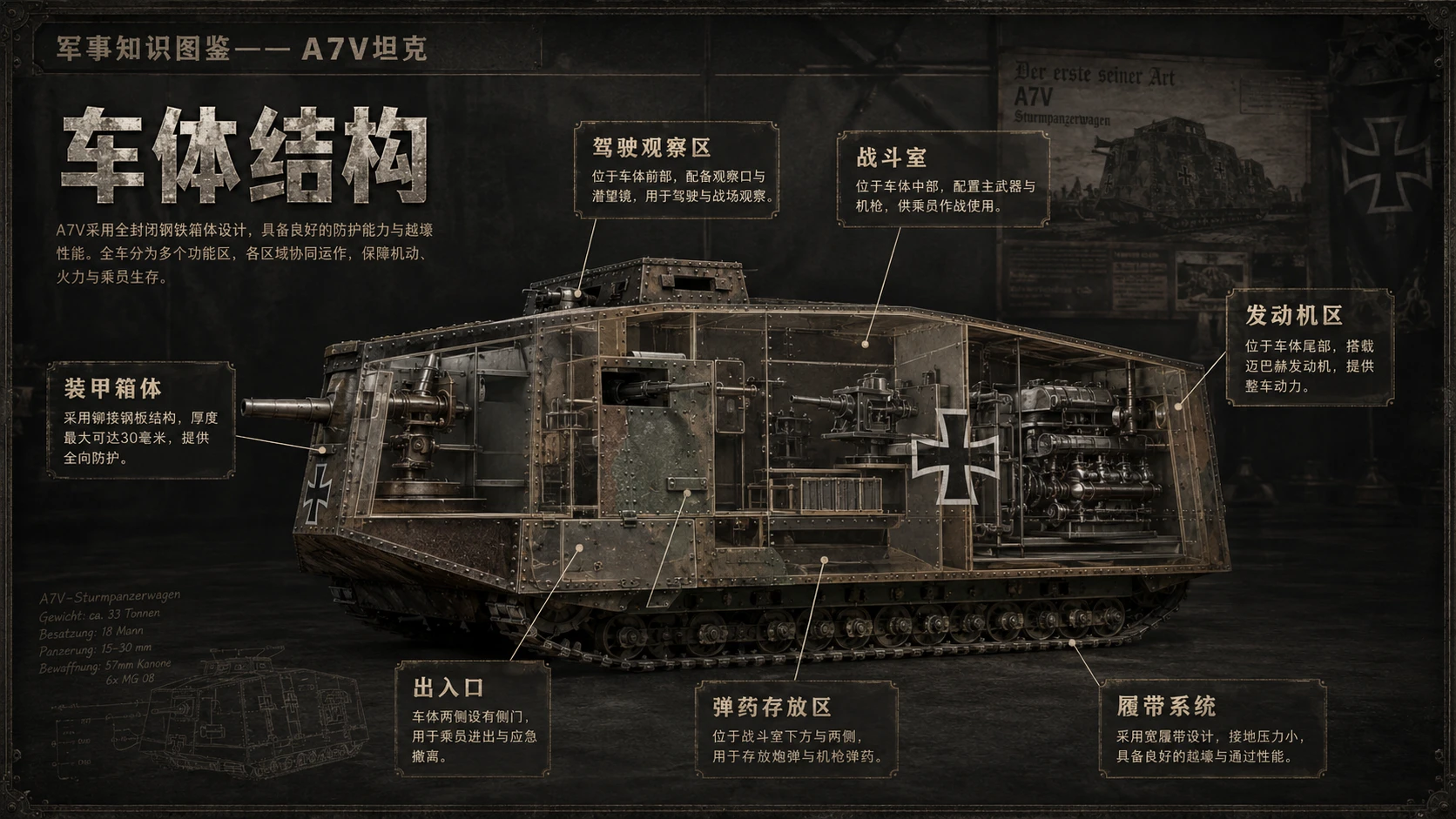 万物知识图鉴系列作品PPT——A7V坦克 - 预览图2