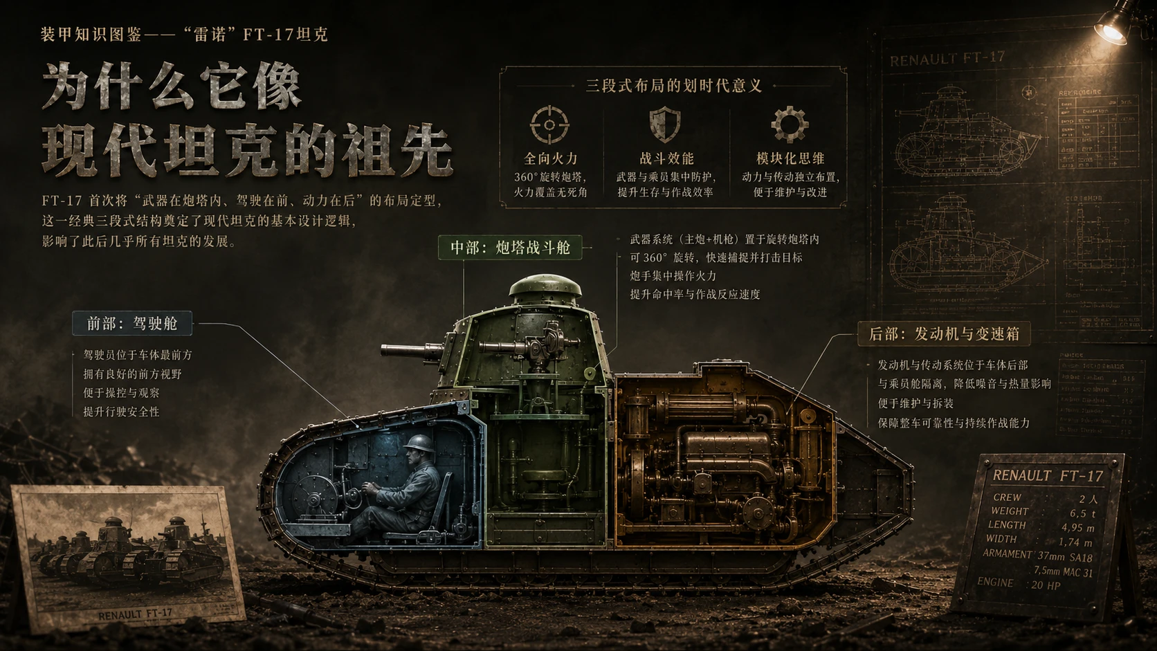 万物知识图鉴系列作品PPT——雷诺FT-17坦克 - 预览图1