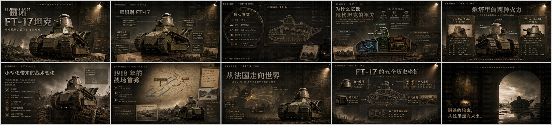万物知识图鉴系列作品PPT——雷诺FT-17坦克 - 预览图4