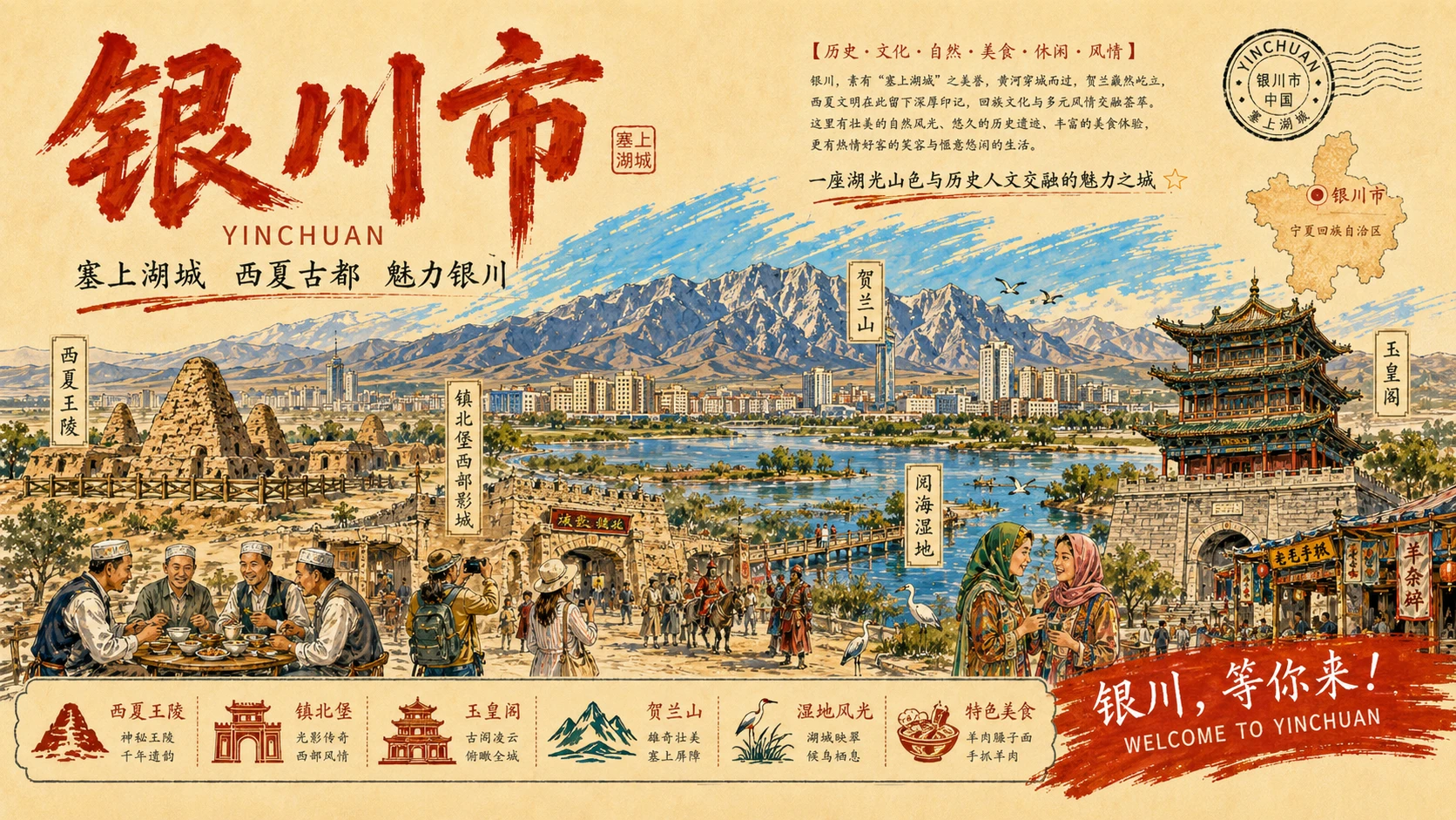 大美西北城市文旅巡礼PPT｜陕西甘肃青海宁夏新疆56页旅行宣传海报式PPT - 预览图12