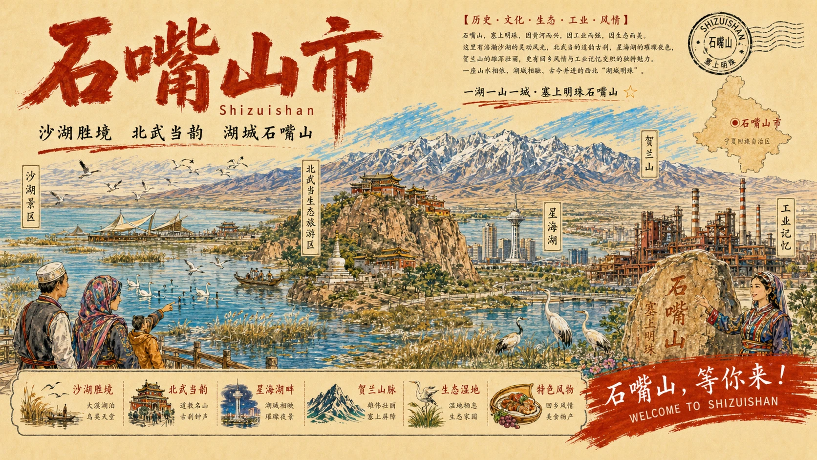 大美西北城市文旅巡礼PPT｜陕西甘肃青海宁夏新疆56页旅行宣传海报式PPT - 预览图13