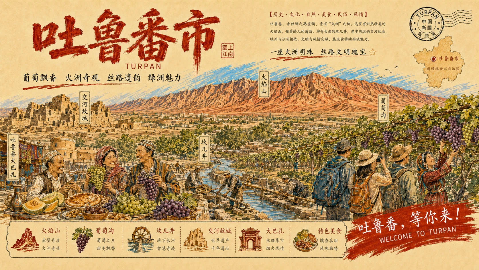 大美西北城市文旅巡礼PPT｜陕西甘肃青海宁夏新疆56页旅行宣传海报式PPT - 预览图15