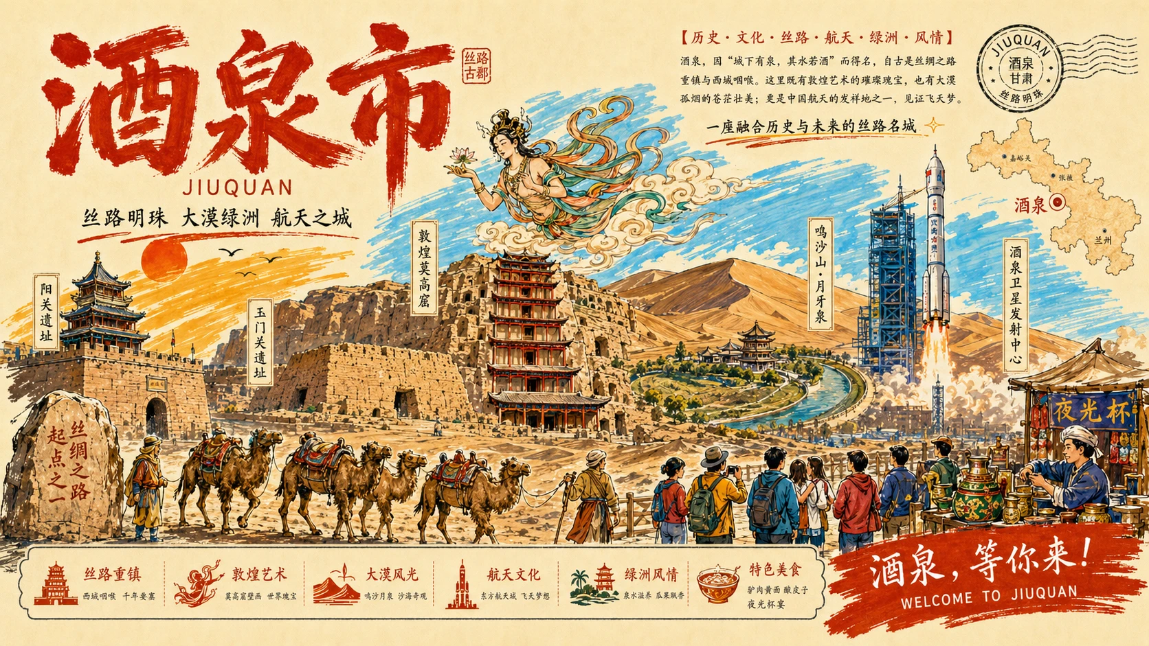 大美西北城市文旅巡礼PPT｜陕西甘肃青海宁夏新疆56页旅行宣传海报式PPT - 预览图8